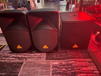 Complete Behringer Powered PA System w/ Subwoofer & On-Stage Stands-Like New