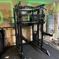 PRO SERIES Ultimate Half Rack Functional Trainer w/Smith Machine Bar | 400lb Stack | Gym Equipment | Fitness | Commercial | Squat Rack 