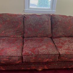 Ashley Furniture Red And Tan Paisley Couch 