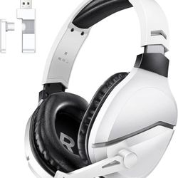 new Wireless Gaming Headset with Noise Canceling Microphone for PS5, PC, PS4, 2.4G/Bluetooth Gaming Headphones with USB and Type-c Connector, Wired Mo