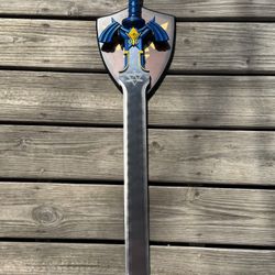 Zelda Inspired Decorative Wall Sword With Shield Plaque Display