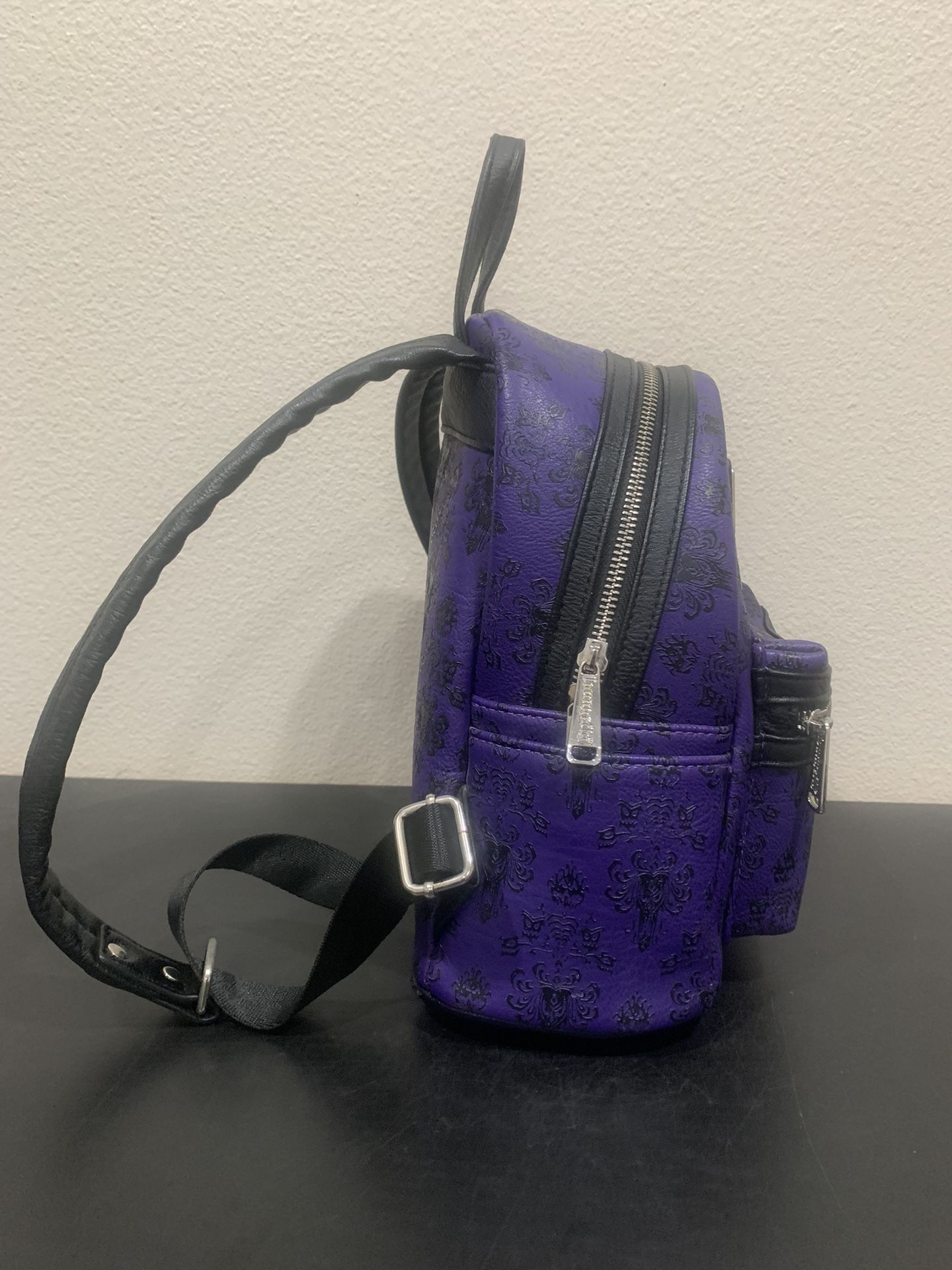 Disney Parks Loungefly Haunted Mansion Mini Backpack in Black & Purple Ghost Host-Inspired Haunted Mansion Loungefly Backpack at  main image 3
