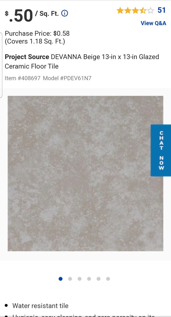 3000 square feet of Project Source DEVANNA Beige 13in x 13in Glazed