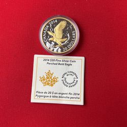 2014 Perched Bald Eagle $20 Silver Coin