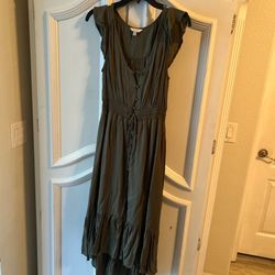 Lucky brand Dress, Button Front, Elastic Waist With Tie