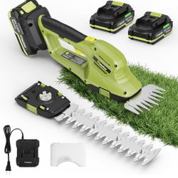 Hedge Trimmer Cordless, 2 in 1 Handheld Hedge Shears Electric Hedge Trimmer with 2 Pack 2OV Recharge