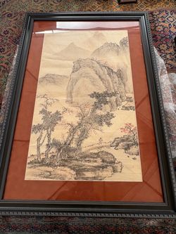 Framed Chinese Landscape Ink Painting