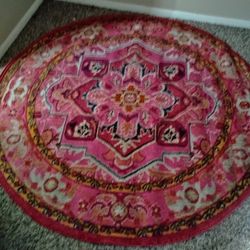 This Pink  Is A Great Find 5'3 Circular Area Rug
