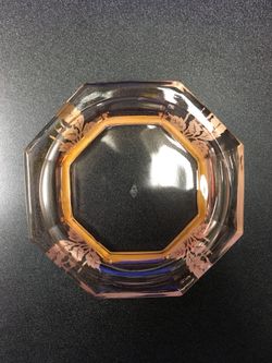 Heisey dish with silver overlay