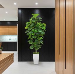 Pretty Artificial plant 6 ft tall Fig tree with planter ! Brand New
