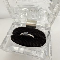 14kw Sapphire Emerald Cut Diamond Ring