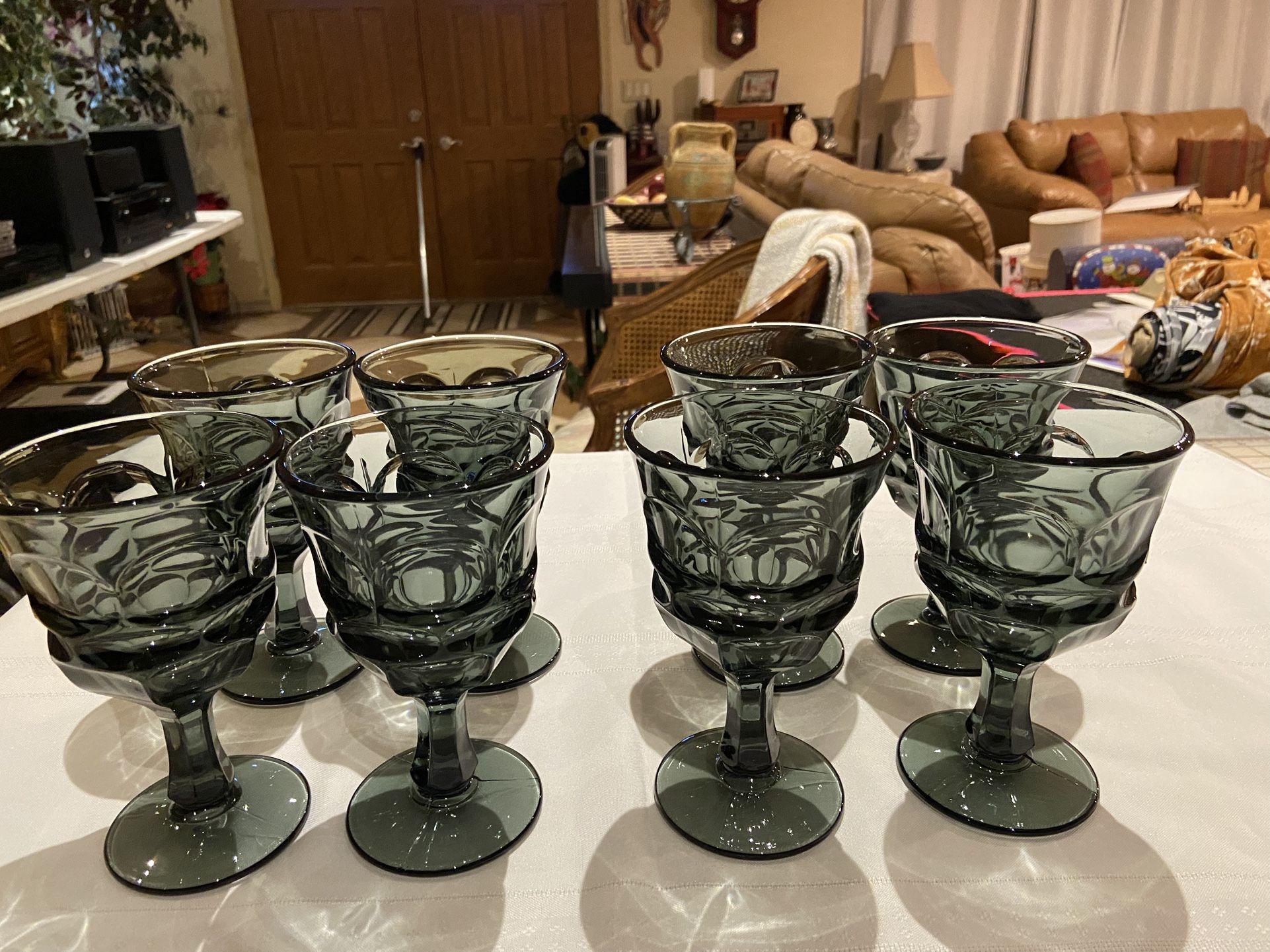 VINTAGE FOSTORIA ARGUS GREY WATER GOBLETS
