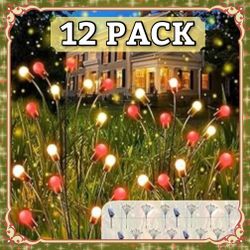 Solar Firefly LED Lights Outdoor Garden Waterproof Wind Swaying Ground Lamp Landscape Yard Decor Starburst