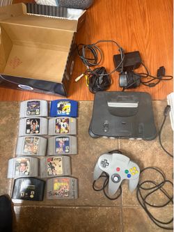 N64 Console with 2 controllers and games