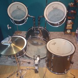 Black Drum Set. Missing Bell And Chair Not Included 