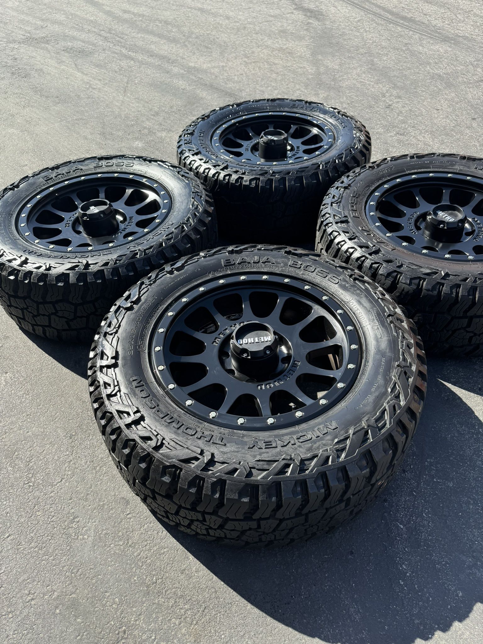Ford F250 And F350 20” Method Wheels And 35” Mickey Thompson BAJA BOSS Tires Rims Rines