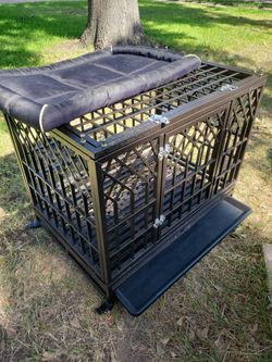 Dog Crate Kennel Large metal Collapsible Mobile Portable