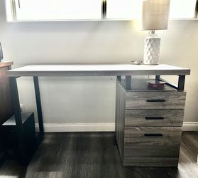 Grey Wooden Home Office Desk