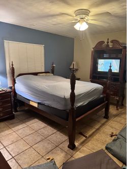 Queen 4 post cherry wood bed frame
