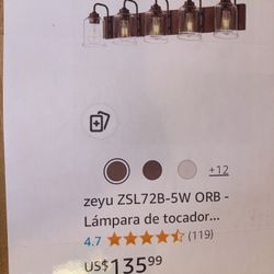 zeyu Farmhouse Bathroom Vanity Light Fixtures, Modern 5-Light Vanity #ZSL72B-5W