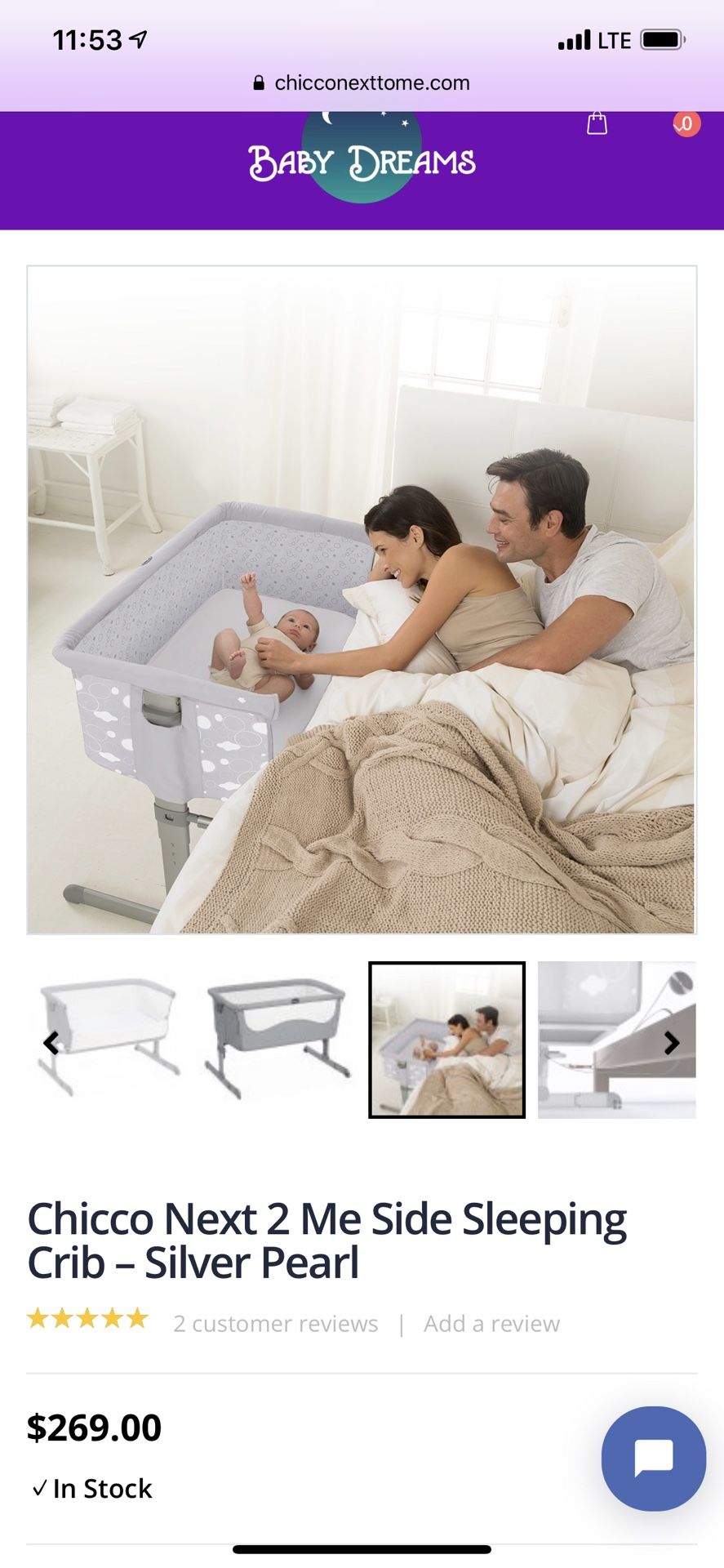 Chico next2me bedside crib