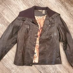 Womens Size Medium Ruff Hewn Genuine Leather Jacket Coat