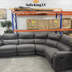 Free Delivery* Like New Gray Microfiber Sectional Sofa with Recliners!