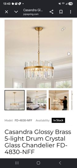Brass 5 light crystal drum