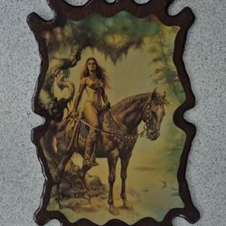 Vintage DenCraft Fantasy Plaque – Woman & Horse Resin Wall Art - 1970th Collectible 