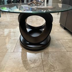 Glass Oval Espresso Coffee Table