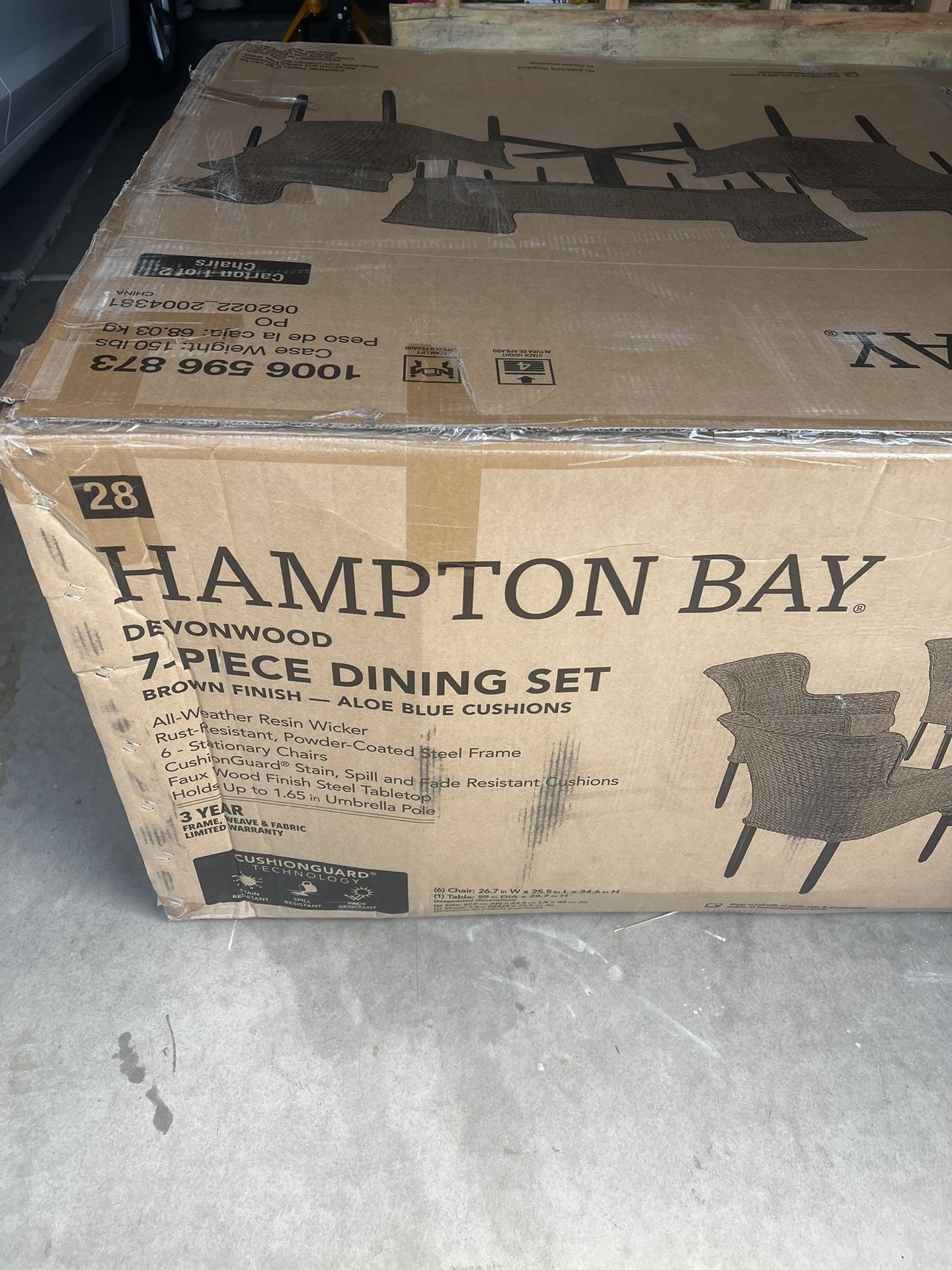 BRAND NEW Hampton Bay Devonwood 7 Piece Dark Brown Wicker Outdoor Patio
