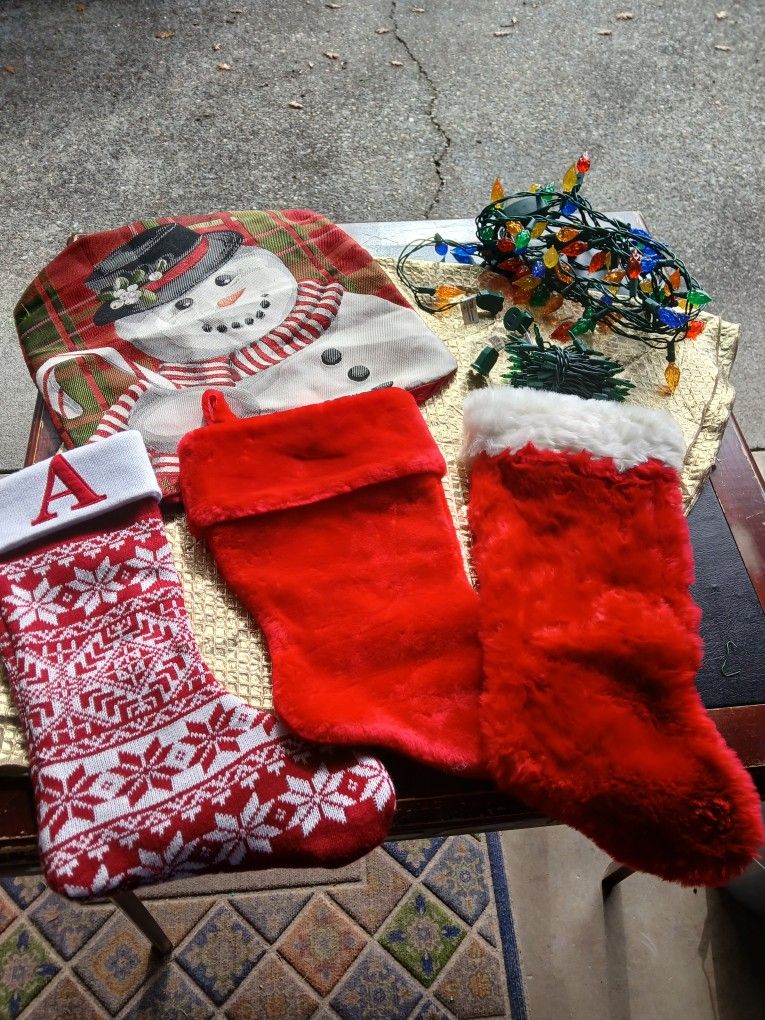 Christmas  Stockings ,pillow Cover,lights All In Pic. 