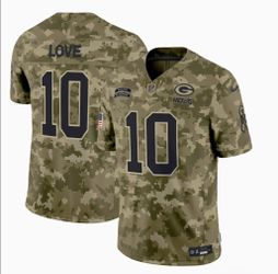 Nike Green Bay Packers Jordan Love #10 Salute to Service Jersey Size L