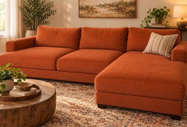 Orange Sectional Sofa with Chaise