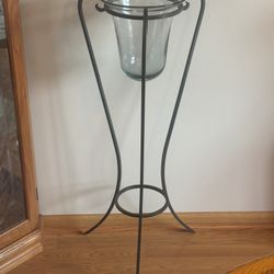 Tall Plant Stand With Glass Holder 37”