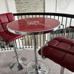 Pub Table and Adjustable Swivel Stools (Houston Rockets)