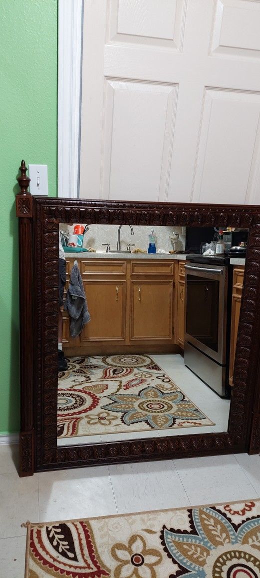 Vintage Hand Carved Vanity Mirror