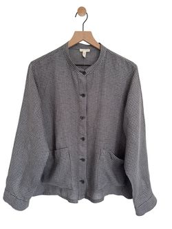 Eileen Fisher Mandarin Collar Jacket Women’s 100% Organic Linen Size L