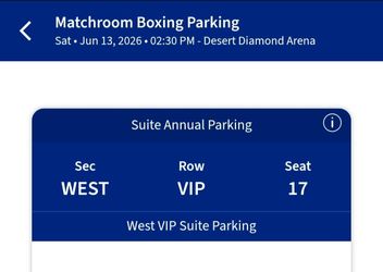 Matchroom Boxing VIP Parking Ticket