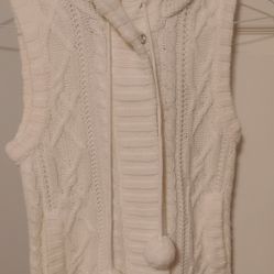Red Camel White Faux Fur Hooded Vest
