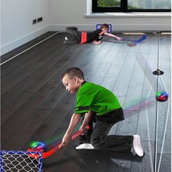 CT SPORTS Air-Powered Hockey w/ Springy Boundaries - Rebounding Air Puck, 2 Mini Goals (NEW)