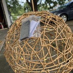 Brand New Solar Pendant Lights Farmhouse Chandelier - 16.5" Outdoor Rattan Solar