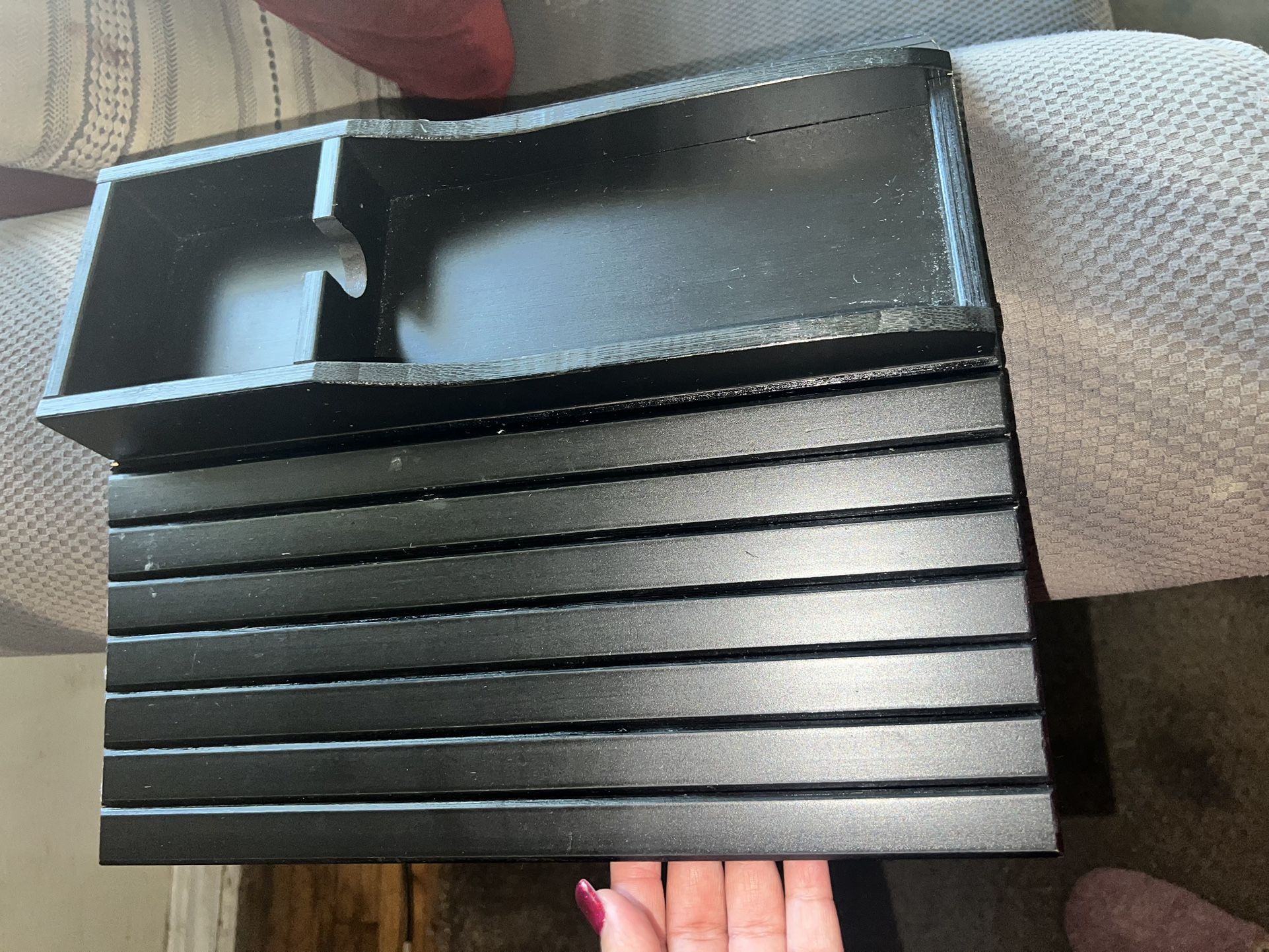 GEHE Bamboo Couch Cup Holder, Anti-Spill Sofa Arm Tray