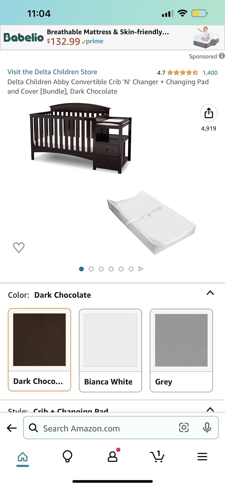 Full Size Crib/changing Table