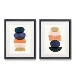 Renditions Gallery Framed 2 Piece Wall Art, Abstract, Blue Coral Pods