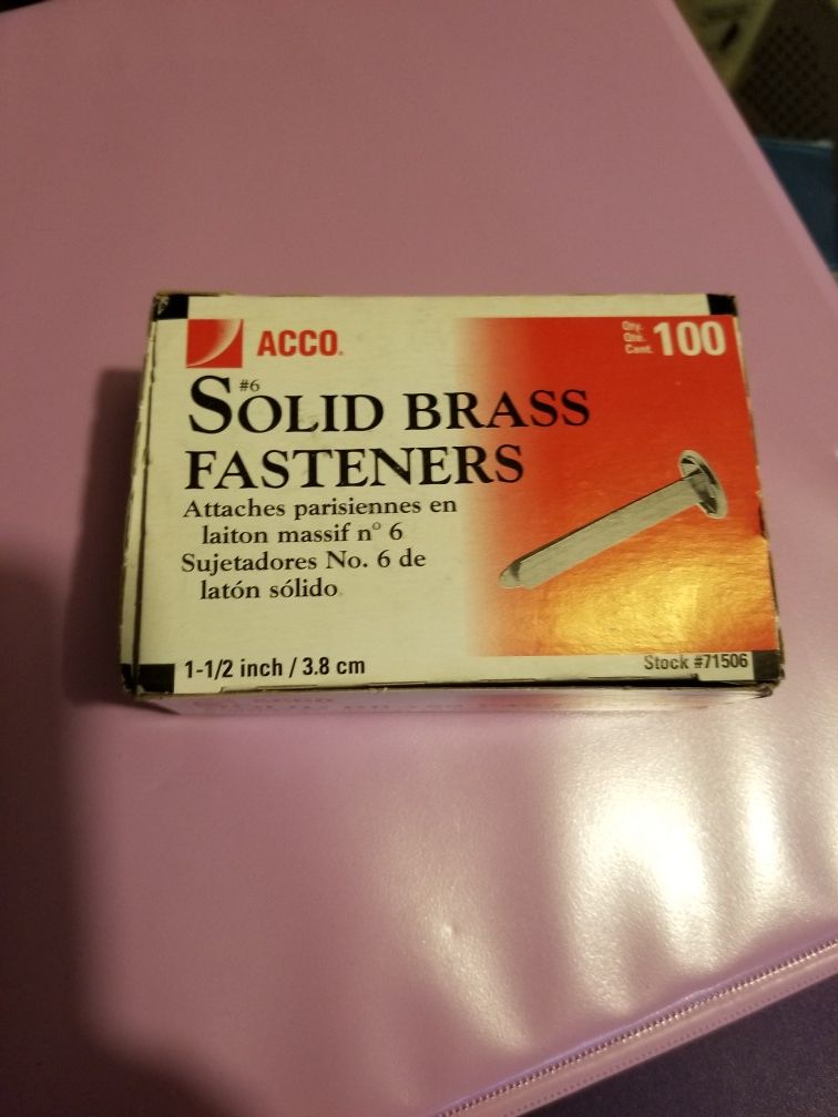 $25 obo, Brass Fasteners, All sizes, 15 boxes