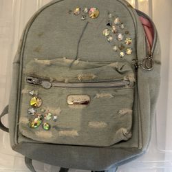 Girls Backpack Pocketbook Blue Denim 