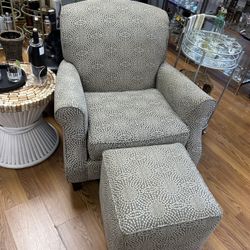 Harverty’s Kara Accent Chair and Ottoman in Jemma Slate 
