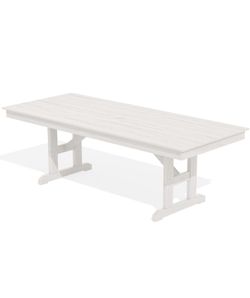 SERWALL Outdoor Large HDPE Dining Table, 84" Rectangular Dining Table for 6-8 Person, All Weather HDPE Outdoor Furniture for Backyard, Garden, White b