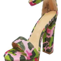 $10 Brand New Pink Camo open Toe High Heel Sandal